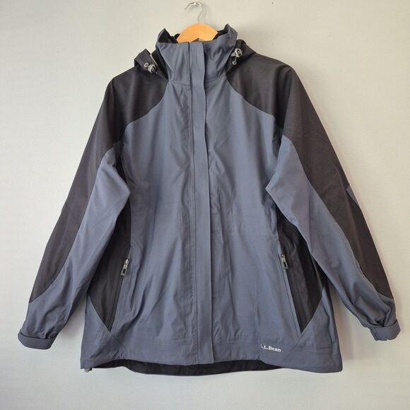 LL Bean Blue Zip Up Hooded 3 in 1 Polar Tec Waterproof Jacket Womens Large OCFA4 - Picture 1 of 10